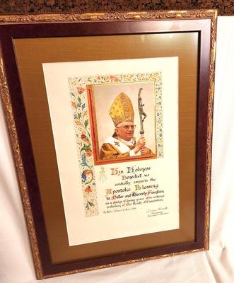 Lot 17 Apostolic Blessing from Benedict XVI to Pete/Beverly Fountain