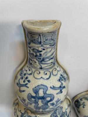 Chinese Blue & White Porcelain Double Gourd Wall vase