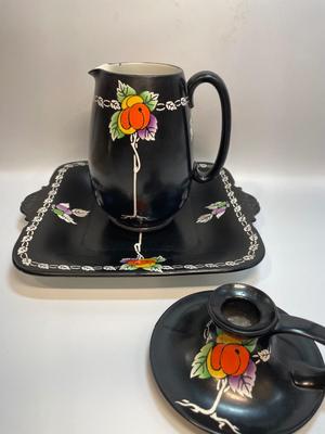 Antique Shelley Tray, Pitcher, Candleholder
