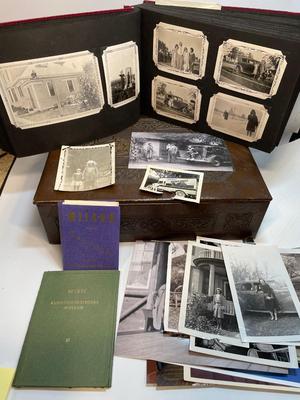 Vintage Scrapbook & Box of photos