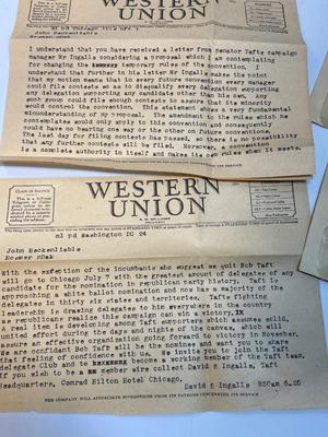 1952 Election Convention letters including Western Union from Henry Cabot Lodge