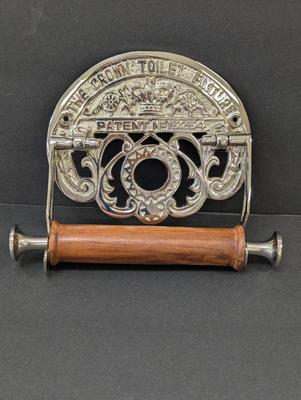 Crown Railway Cast Iron Toilet Paper Roll Holder Old Heavy Vintage Style