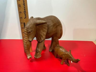 2 Wood Elephants