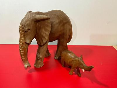 2 Wood Elephants