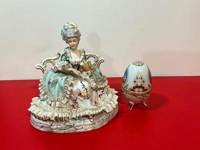Vendi Porcelain Lady and Russian Glass egg