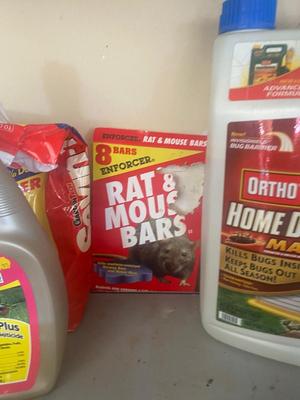 ALL SORTS OF GOOD STUFF FOR TAKING OUT BUGS AND RODENTS, EVEN AN ACCURITE THERMOMETER