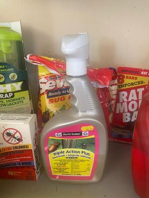 ALL SORTS OF GOOD STUFF FOR TAKING OUT BUGS AND RODENTS, EVEN AN ACCURITE THERMOMETER
