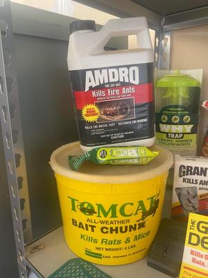 ALL SORTS OF GOOD STUFF FOR TAKING OUT BUGS AND RODENTS, EVEN AN ACCURITE THERMOMETER