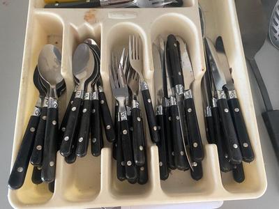 CAMPING COOKWARE, FLATWARE, FLASHLIGHTS M, COFFEE MAKER/PERCOLATOR HATCHET AND OTHER GOODIES!