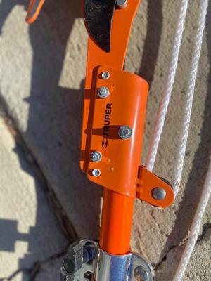 LIKE NEW POLE/TREE SAW AND METAL TRASH CAN