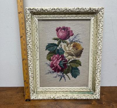 Framed Cross Stitch: Still Life - Roses
