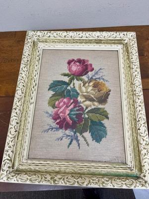 Framed Cross Stitch: Still Life - Roses
