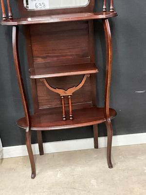 Lot P 638 Antique Mahogany Eterie Four Tier Shelves with Beveled Mirror