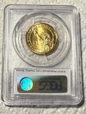 PCGS Certified 2009-P SP68 $1 John Tyler - Pos A Satin Finish (Special Strike) Presidential Dollar as Pic'd. FREE DOMESTIC SHIPPING.