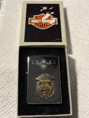 Very Scarce c1993 Harley Davidson POLICE-1 Since 1909 ZIPPO LIGHTER Motorcycles Lighter NIB as Pictured. (Retails $300-$400). FREE...