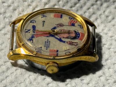 Vintage Official Spiro Agnew Watch by E.G.T.C. More than Likely Needs Repair or Cleaning and Band as Pictured.