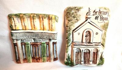 Lot #41 Lot of 3 Clay Creations Decorative Plaques - Antoine's, St. Anthony of Padua, Dominican High
