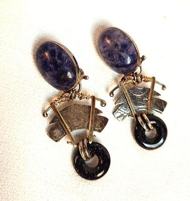 Lot #43 Deborah Kennedy Designs - Pair of Sterling and Lapis Clip Earrings