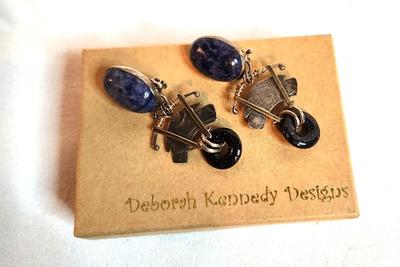 Lot #43 Deborah Kennedy Designs - Pair of Sterling and Lapis Clip Earrings