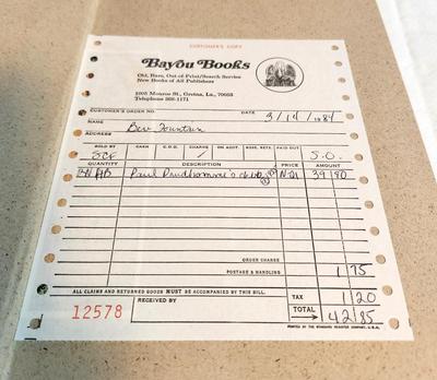 Lot #50 First Edition - Chef Paul Prudhomme's Louisiana Kitchen with original receipt