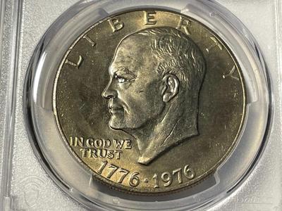 PCGS CERTIFIED 1976-P TYPE-2 MS65 BICENTENNIAL EISENHOWER DOLLAR AS PICTURED. FREE DOMESTIC SHIPPING.