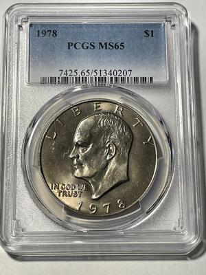 PCGS CERTIFIED 1978-P MS65 EISENHOWER DOLLAR AS PICTURED. FREE DOMESTIC SHIPPING.