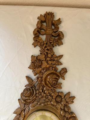 SYROCO 8 DAY JEWELED WALL CLOCK AND WEST GERMANY BAROMETER