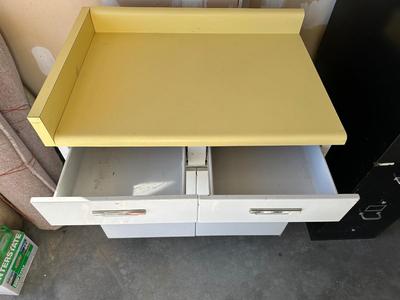 RETRO METAL KITCHEN CABINET WITH ROLL OUT SHELVES