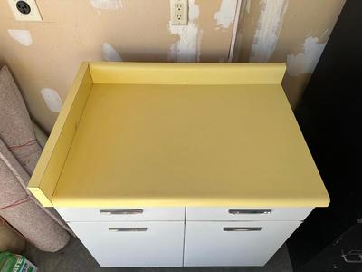 RETRO METAL KITCHEN CABINET WITH ROLL OUT SHELVES