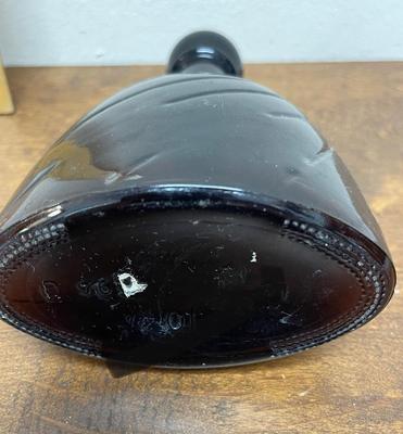 Brown Glass 375ml Godiva Chocolate Bottle Concentric Diagonal Slash Lines Oval Bottom