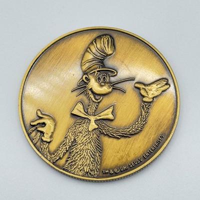 LOT 115J: 1999 Universal Studios Islands of Adventure Seuss Landings Cat in the Hat Coin Medallion in Original Box