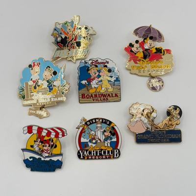 LOT 120J: Disney Trading Pins - Boardwalk Villas, All Star Resorts, Vero Beach, Hilton Head Island, Old Key West, Grand Floridian &...