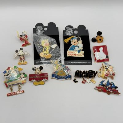 LOT 122J: Disney Mickey Mouse Trading Pins - Poncho, Graduation, Sorcerer Mickey, Walt Disney World & More
