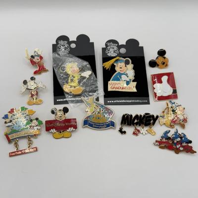 LOT 122J: Disney Mickey Mouse Trading Pins - Poncho, Graduation, Sorcerer Mickey, Walt Disney World & More