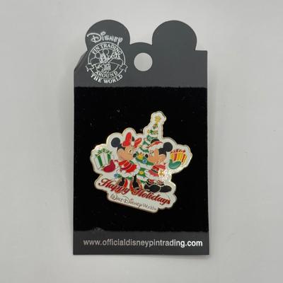 LOT 124J: Disney Christmas - 16" Flip Flop Necklace & Trading Pins - Happy Holidays Mickey and Minnie, Stitch as Santa &...