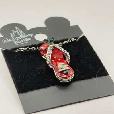 LOT 124J: Disney Christmas - 16" Flip Flop Necklace & Trading Pins - Happy Holidays Mickey and Minnie, Stitch as Santa &...