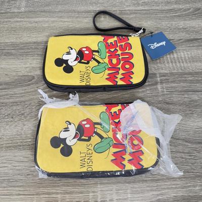 LOT 130B: Disney Bags w/ Tags - Mickey Mouse Wristlets, Eeyore Shoulder Bag, Colorful Roses Mickey Canvas Tote & More