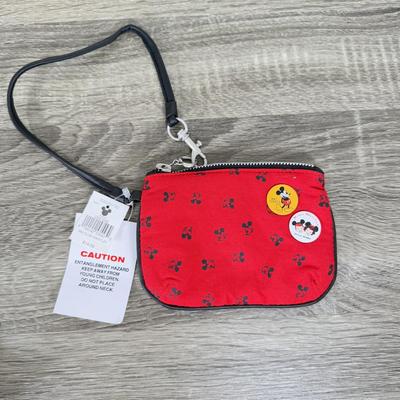 LOT 130B: Disney Bags w/ Tags - Mickey Mouse Wristlets, Eeyore Shoulder Bag, Colorful Roses Mickey Canvas Tote & More