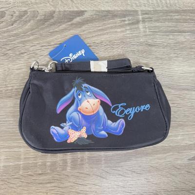 LOT 130B: Disney Bags w/ Tags - Mickey Mouse Wristlets, Eeyore Shoulder Bag, Colorful Roses Mickey Canvas Tote & More