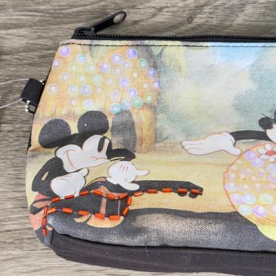 LOT 130B: Disney Bags w/ Tags - Mickey Mouse Wristlets, Eeyore Shoulder Bag, Colorful Roses Mickey Canvas Tote & More