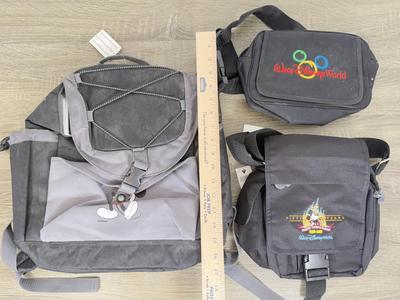 LOT 131B: Disney Bags - Mickey Mouse Backpack, Walt Disney World 50 Year Anniversary Bag & WDW 2000s Fanny Pack