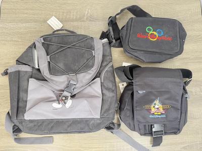 LOT 131B: Disney Bags - Mickey Mouse Backpack, Walt Disney World 50 Year Anniversary Bag & WDW 2000s Fanny Pack