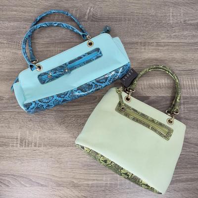 LOT 133B: Lucy Z Faux Snakeskin Purses - Teal & Green