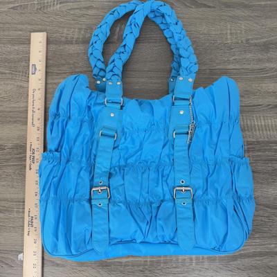 LOT 135B: Purple Guess Bag w/ Tag, Teal Pink Garden Purse & Large Blue Becca Bag