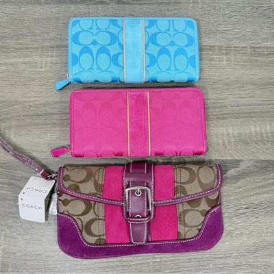 LOT 137B: Three Coach Wallets - One w/ Tag, 2 w/ Paperwork