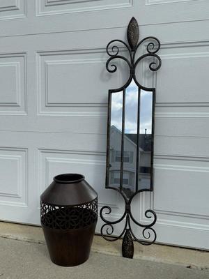 LOT 138A: Home Decor - Decorative Mirror & Metal Vase