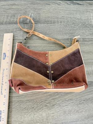 LOT 139B: Y2K Gianni Patchwork Purse, Brown Mudd Shoulder Bag & The Sak Striped Handbag