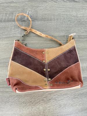 LOT 139B: Y2K Gianni Patchwork Purse, Brown Mudd Shoulder Bag & The Sak Striped Handbag