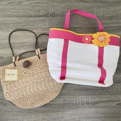 LOT 140B: Escada Rockin' Rio Lined Canvas Tote & Cherokee Woven Bag w/ Tag