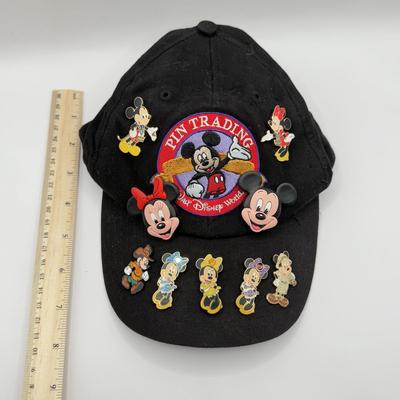 LOT 154B: Walt Disney World Pin Trading Hat w/ Collection of Disney Trading Pins